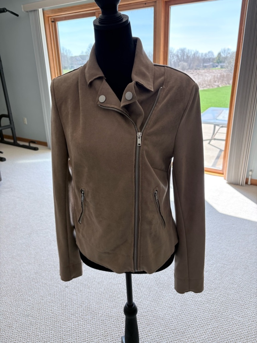 Evereve Taupe Asymmetrical Moto Jacket - Picture 2 of 8